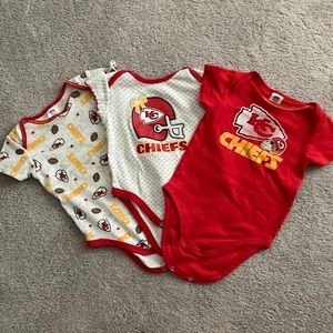 Set of 3 Kansas City Chiefs Baby Onesies